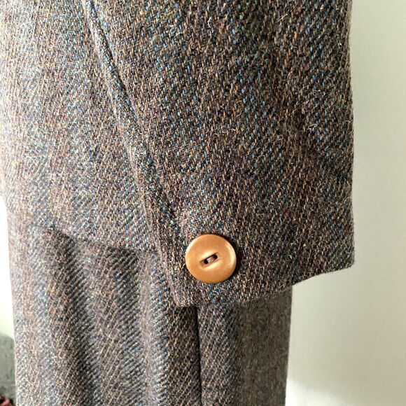 Vintage Reed Roberts Brown Wool Suit Jacket Skirt Lined Tailored Set Sz 10 - Picture 10 of 10